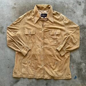 Vintage Purple Label Ralph Lauren Suede Western Chore Button Shirt Size Large